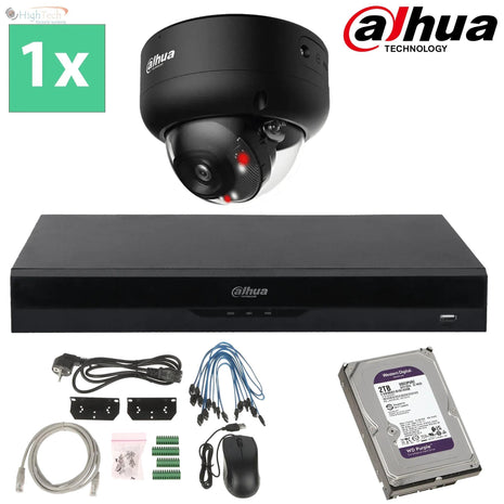 DAHUA Smart Dual Light-serie 30m IP-camerakit - 1x 8 megapixel 2,8 mm + 4 kanalen POE NVR + 2 TB