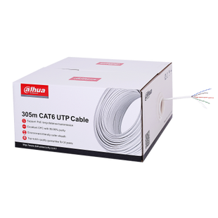 Dahua Dh-PFM920I-6UN-C CAT6 kabel, 4-paar UTP voor binnen gebruik, buitenmantel wit, 305 meter, CPR class E