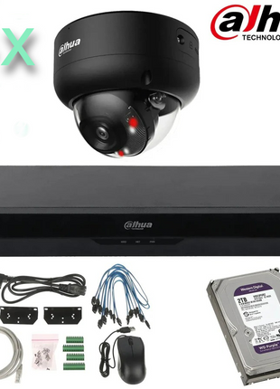 DAHUA Smart Dual Light-serie 30m IP-camerakit - 4x 8 megapixel 2,8 mm + 4 kanalen POE NVR + 2 TB